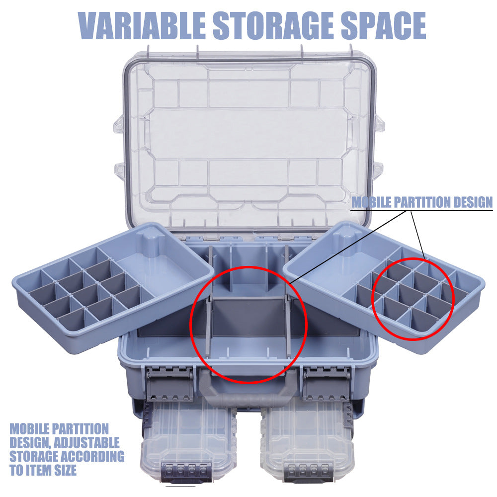 Large-capacity waterproof multi-functional double-layer accessory box